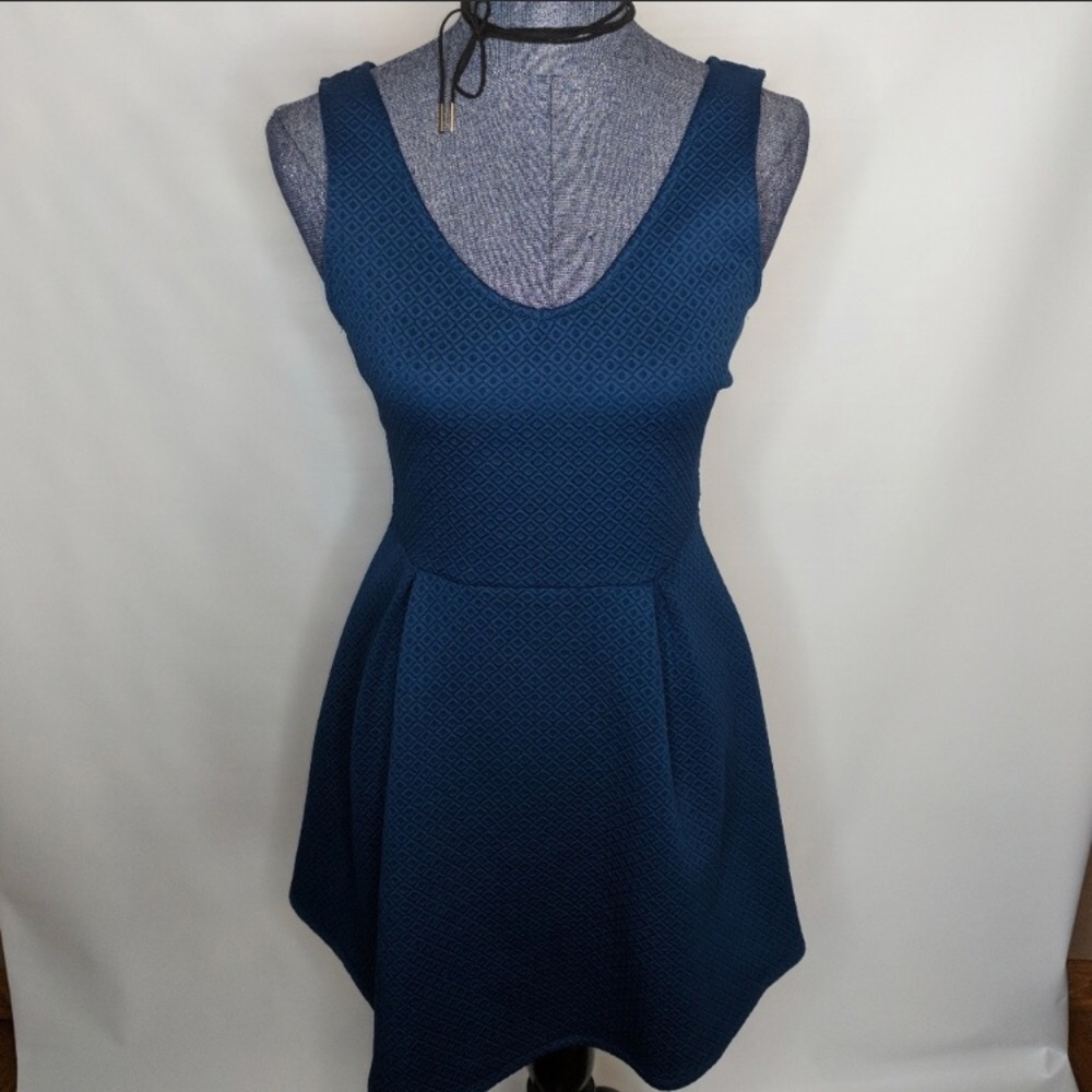 Blue fit and flare dress. - Picture 3 of 3